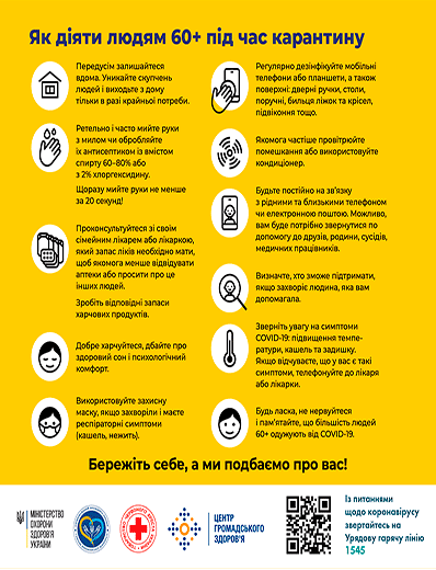 Як діяти людям 60+ під час карантину